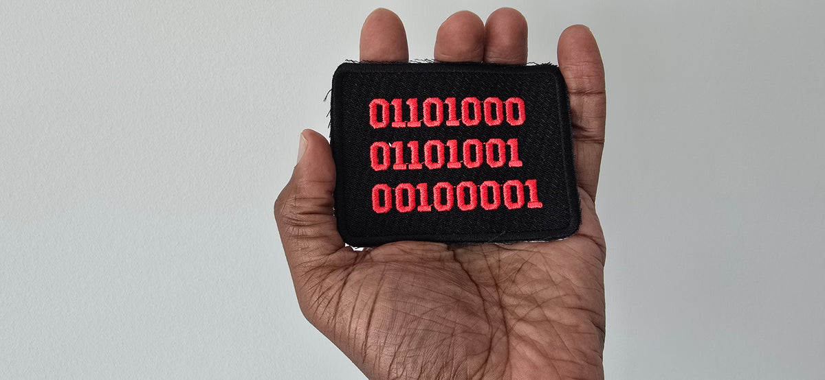 Binary Message embroidered patch ( Customizable Message Available )
