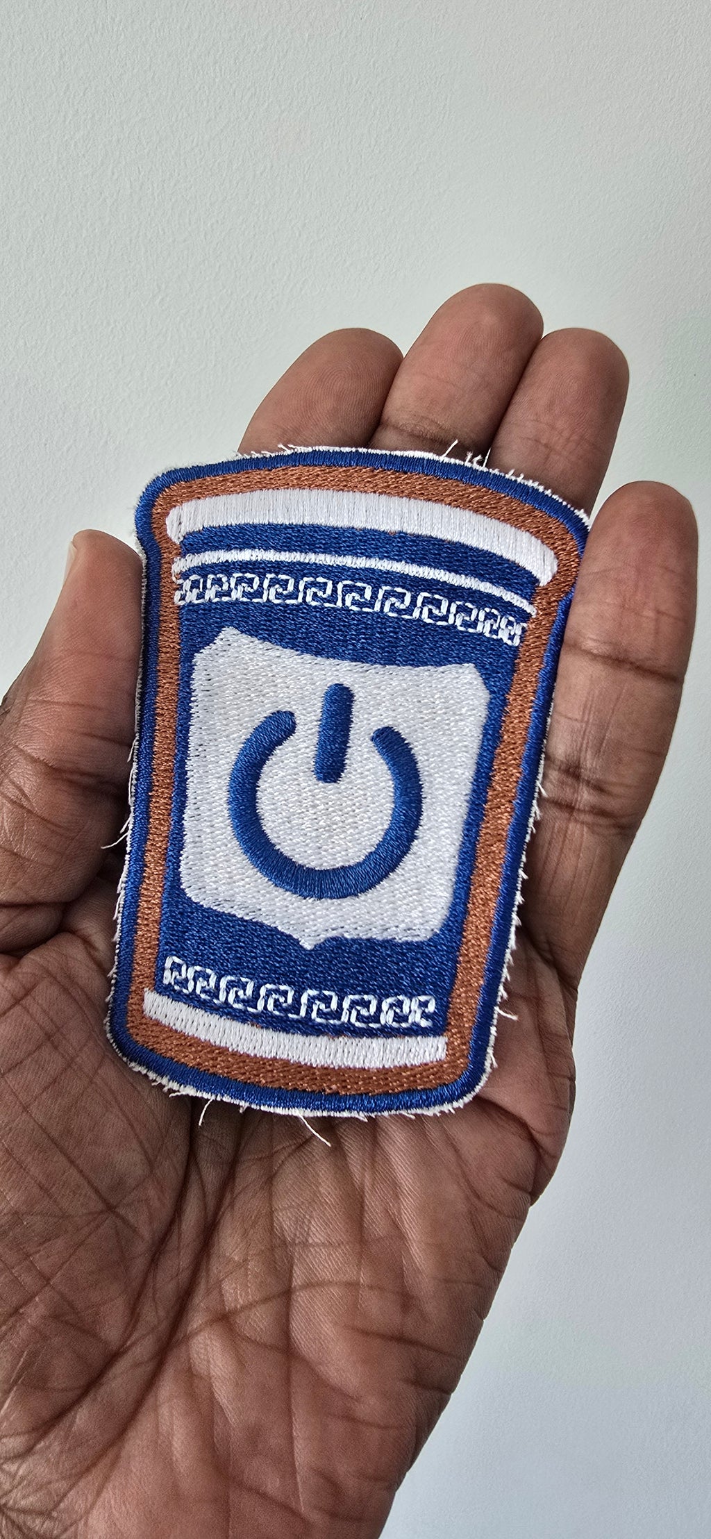 Coffee Power-up embroidered patch